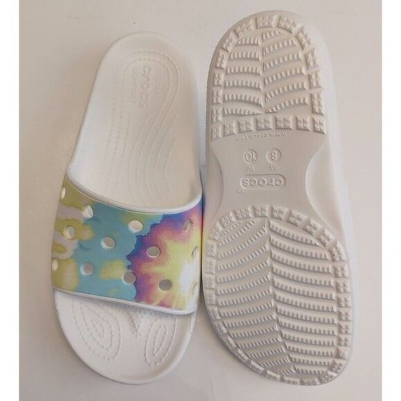 Crocs Classic Womens 8 Mens 10 Tiedye Graphic Slide Sandal Slip On Comfort Shoes - Picture 7 of 8